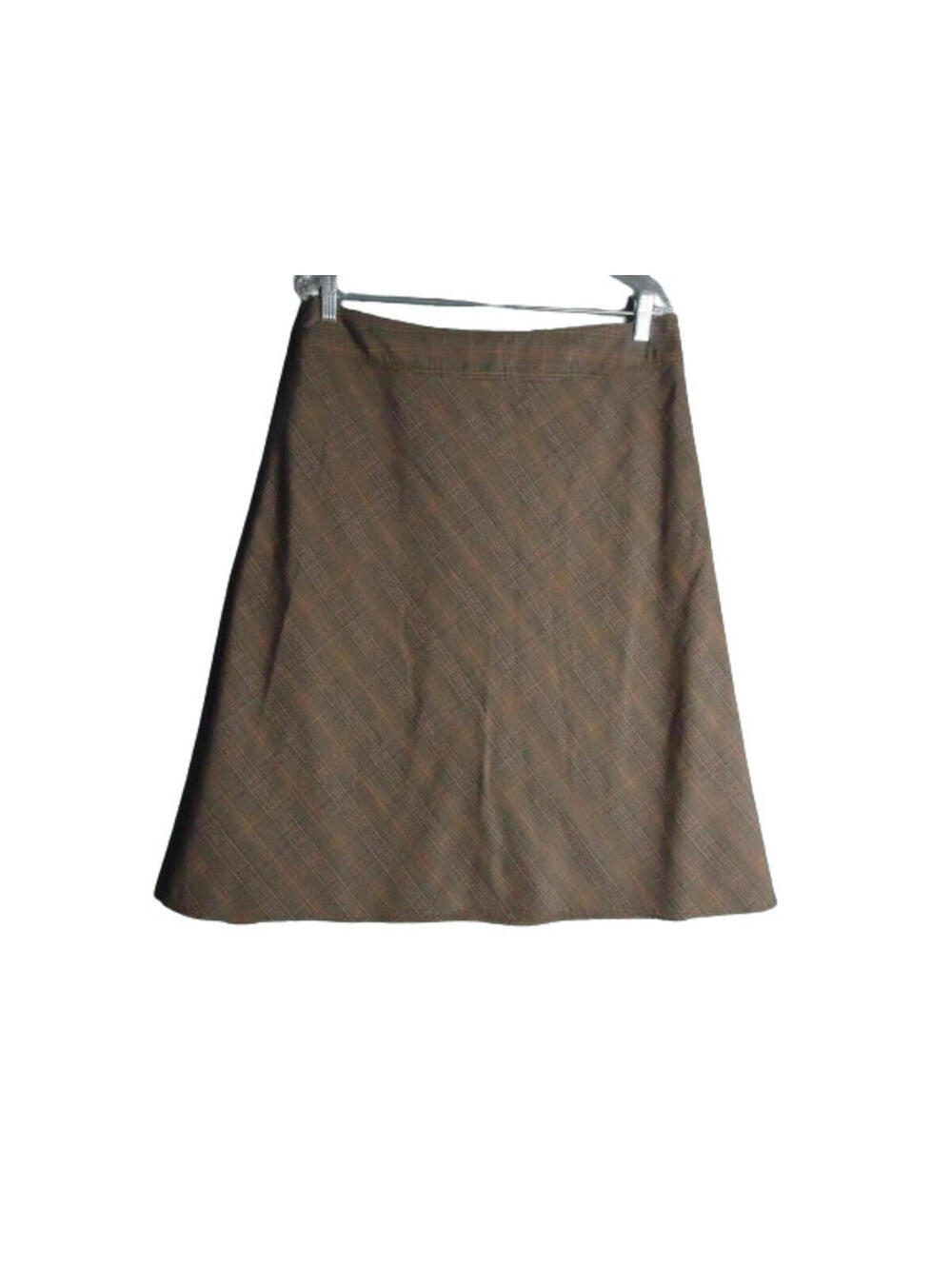 Christopher & Banks Brown Plaid Knee Length Skirt Side Zip Womens Size 12 Petite